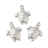 Non-Tarnish 201 Stainless Steel Pendants, Tortoise with Starfish Charms, Stainless Steel Color, 23.5x18x3mm, Hole: 3mm, 20pc/Set