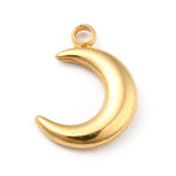 Ion Plating(IP) 304 Stainless Steel Pendants, Moon Charms, Real 18K Gold Plated, 12x8.5x2mm, Hole: 1.5mm, 20pc/Set