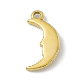 304 Stainless Steel Pendants, Moon with Human Face Charm, Golden, 17.5x9x2.3mm, Hole: 1.6mm, 6pc/Set