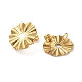 304 Stainless Steel Stud Earring Findings, Flower, with Vertical Loops, Golden, 19x18mm, Hole: 3.5mm, Pin: 0.8mm, 30pc/Set