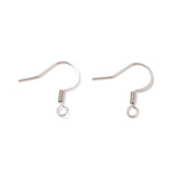 Stainless Steel French Earring Hooks, Flat Earring Hooks, Ear Wire, with Horizontal Loop, Steel 316, Stainless Steel Color, 17x18x1.8mm, 13 Gauge, 100pcs/Set