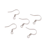 Stainless Steel French Earring Hooks, Flat Earring Hooks, Ear Wire, with Horizontal Loop, Steel 316, Stainless Steel Color, 17x18x1.8mm, 13 Gauge, 100pcs/Set