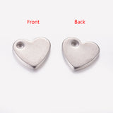 Tarnish Resistant 304 Stainless Steel Stamping Blank Tag Pendants, Heart Charms, Stainless Steel Color, 10x9x1.5mm, Hole: 1.8mm, 100pc/Set