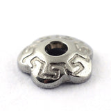 Tarnish Resistant 304 Stainless Steel Bead Caps, Flower, 5-Petal, Stainless Steel Color, 4x1.5mm, Hole: 1mm, 500pc/Set