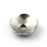 Tarnish Resistant 304 Stainless Steel Bead Caps, Flower, 5-Petal, Stainless Steel Color, 4x1.5mm, Hole: 1mm, 500pc/Set