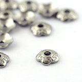 Tarnish Resistant 304 Stainless Steel Bead Caps, Flower, 5-Petal, Stainless Steel Color, 4x1.5mm, Hole: 1mm, 500pc/Set