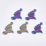 Ion Plating(IP) 304 Stainless Steel Pendants, Bird, Rainbow Color, 18.5x12x1mm, Hole: 1.5mm, 5pc/Set