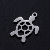 201 Stainless Steel Hollow Pendants, Turtle, Stainless Steel Color, 19x14x1mm, Hole: 1.5mm, 5pcs/Set