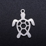 201 Stainless Steel Hollow Pendants, Turtle, Stainless Steel Color, 19x14x1mm, Hole: 1.5mm, 5pcs/Set