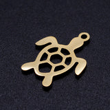 201 Stainless Steel Hollow Pendants, Turtle, Golden, 19x14x1mm, Hole: 1.5mm, 5pc/Set