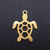 201 Stainless Steel Hollow Pendants, Turtle, Golden, 19x14x1mm, Hole: 1.5mm, 5pc/Set