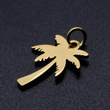 Ion Plating(IP) 201 Stainless Steel Pendants, Blank Stamping Tag, with Jump Rings, Coconut Tree, Golden, 17x12.5x1mm, Jump Ring: 5x0.8mm, Inner Diameter: 3.5mm, 5pc/Set