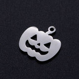 Tarnish Resistant 201 Stainless Steel Pendants, Pumpkin Jack-O'-Lantern Jack-o-Lantern, Halloween Theme, Stainless Steel Color, 15x14.5x1mm, Hole: 1.5mm, 5pc/Set