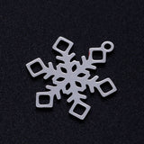 Tarnish Resistant 201 Stainless Steel Pendants, Snowflake, Christmas, Stainless Steel Color, 23x18x1mm, Hole: 1.4mm, 5pc/Set