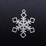 Tarnish Resistant 201 Stainless Steel Pendants, Snowflake, Christmas, Stainless Steel Color, 23x18x1mm, Hole: 1.4mm, 5pc/Set