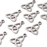 304 Stainless Steel Charms, Trinity Knot/Triquetra, Irish, Stainless Steel Color, 13.3x11.7x1mm, Hole: 1.5mm, 10pcs/Set
