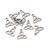 304 Stainless Steel Charms, Trinity Knot/Triquetra, Irish, Stainless Steel Color, 13.3x11.7x1mm, Hole: 1.5mm, 10pcs/Set