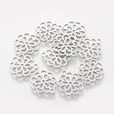 Tarnish Resistant 304 Stainless Steel Charms, Flower, Stainless Steel Color, 14.5x13x1mm, Hole: 1.5mm, 10pc/Set