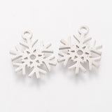304 Stainless Steel Pendants, Snowflake, Stainless Steel Color, 15.4x11.7x1mm, Hole: 1.5mm, 10pcs/Set