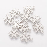 304 Stainless Steel Pendants, Snowflake, Stainless Steel Color, 15.4x11.7x1mm, Hole: 1.5mm, 10pcs/Set