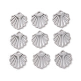 304 Stainless Steel Charms, Shell, Stainless Steel Color, 14x13.1x1mm, Hole: 1.5mm, 10pcs/Set