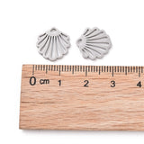 304 Stainless Steel Charms, Shell, Stainless Steel Color, 14x13.1x1mm, Hole: 1.5mm, 10pcs/Set