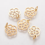 304 Stainless Steel Pendants, Flower, Golden, 13x12x1.1mm, Hole: 3mm, 5pc/Set