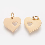 304 Stainless Steel Pendants, Heart with Heart, Golden, 12x12.5x1mm, Hole: 3mm, 5pcs/Set