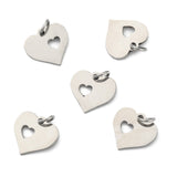 304 Stainless Steel Pendants, Heart with Heart, Stainless Steel Color, 12x12.5x1mm, Hole: 3mm, 5pcs/Set