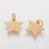 Ion Plating(IP) 304 Stainless Steel Charms, Star, Golden, 10x10.6x1.1mm, Hole: 4mm, 10pcs/Set