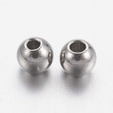 Tarnish Resistant 201 Stainless Steel Beads, Solid Round, Stainless Steel Color, 3mm, Hole: 1mm, 1000pc/Set