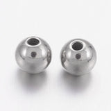 Tarnish Resistant 201 Stainless Steel Beads, Solid Round, Stainless Steel Color, 4mm, Hole: 1.2mm, 1000pc/Set