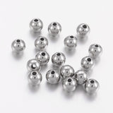 Tarnish Resistant 201 Stainless Steel Beads, Solid Round, Stainless Steel Color, 4mm, Hole: 1.2mm, 1000pc/Set