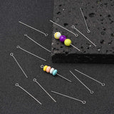 Tarnish Resistant 304 Stainless Steel Eye Pin, Stainless Steel Color, 40mm, Hole: 2mm, Pin: 0.7mm, 2000pc/Set