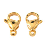 304 Stainless Steel Lobster Claw Clasps, Parrot Trigger Clasps, Manual Polishing, Real 24K Gold Plated, 11x7x3.5mm, Hole: 1mm, 100pc/Set