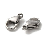 304 Stainless Steel Lobster Claw Clasps, Parrot Trigger Clasps, Manual Polishing, 11x7x3.5mm, Hole: 1mm, 100pcs/Set