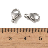 304 Stainless Steel Lobster Claw Clasps, Parrot Trigger Clasps, Manual Polishing, 11x7x3.5mm, Hole: 1mm, 100pcs/Set