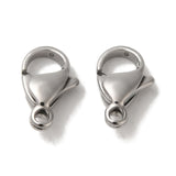 304 Stainless Steel Lobster Claw Clasps, Parrot Trigger Clasps, Manual Polishing, 11x7x3.5mm, Hole: 1mm, 100pcs/Set