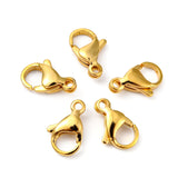 304 Stainless Steel Lobster Claw Clasps, Parrot Trigger Clasps, Manual Polishing, Real 24K Gold Plated, 13x8x4mm, Hole: 1.5mm, 100pc/Set