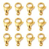 304 Stainless Steel Lobster Claw Clasps, Parrot Trigger Clasps, Manual Polishing, Real 24K Gold Plated, 13x8x4mm, Hole: 1.5mm, 100pc/Set