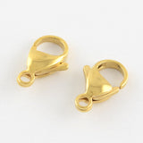 304 Stainless Steel Lobster Claw Clasps, Parrot Trigger Clasps, Manual Polishing, Real 24K Gold Plated, 15x9x4mm, Hole: 2mm, 100pc/Set