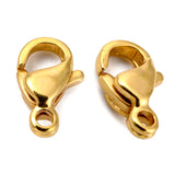 304 Stainless Steel Lobster Claw Clasps, Parrot Trigger Clasps, Manual Polishing, Real 24K Gold Plated, 9x5x2.5mm, Hole: 1mm, 100pc/Set