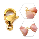 304 Stainless Steel Lobster Claw Clasps, Parrot Trigger Clasps, Manual Polishing, Real 24K Gold Plated, 9x5x2.5mm, Hole: 1mm, 100pc/Set