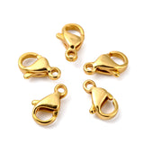 304 Stainless Steel Lobster Claw Clasps, Parrot Trigger Clasps, Manual Polishing, Real 24K Gold Plated, 9x5x2.5mm, Hole: 1mm, 100pc/Set