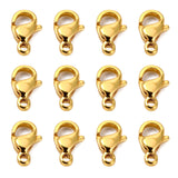 304 Stainless Steel Lobster Claw Clasps, Parrot Trigger Clasps, Manual Polishing, Real 24K Gold Plated, 9x5x2.5mm, Hole: 1mm, 100pc/Set