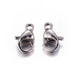 Tarnish Resistant 304 Stainless Steel Lobster Claw Clasps, Parrot Trigger Clasps, Manual Polishing, 9x5x2.5mm, Hole: 1mm, 100pc/Set