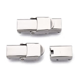 Tarnish Resistant Smooth Surface 201 Stainless Steel Watch Band Clasps, Stainless Steel Color, 25x10x7mm, Hole: 7x3mm, 50Set/Set