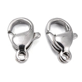 Tarnish Resistant Polished 316 Surgical Stainless Steel Lobster Claw Clasps, Parrot Trigger Clasps, Stainless Steel Color, 10x6x3.5mm, Hole: 1mm, 100pc/Set