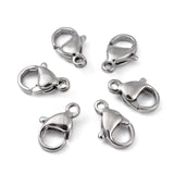 Tarnish Resistant Polished 316 Surgical Stainless Steel Lobster Claw Clasps, Parrot Trigger Clasps, Stainless Steel Color, 10x6x3.5mm, Hole: 1mm, 100pc/Set