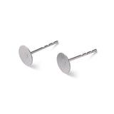 316 Surgical Stainless Steel Flat Round Blank Peg Stud Earring Settings, Stainless Steel Color, Tray: 6mm, 12x6mm, Pin: 0.8mm, 500pcs/Set